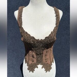 Ritmo di Perla Vintage 90s Bustier Brown Microsuede IT 44